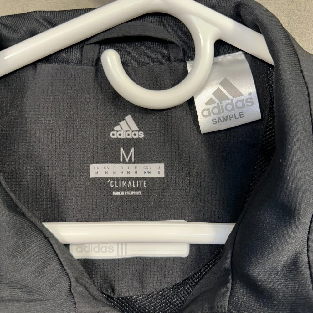 Adidas Track Jacket Mens M Black Climalite Full Zip Mesh Lined Sport All Weather